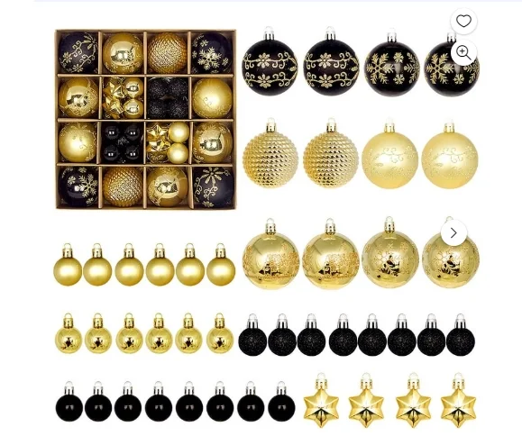 PayUSD Christmas Balls Ornaments for Christmas Decorations 44 pcs Xmas Christmas Tree Shatterproof Ornaments Set for Holiday Wedding Party Decoration