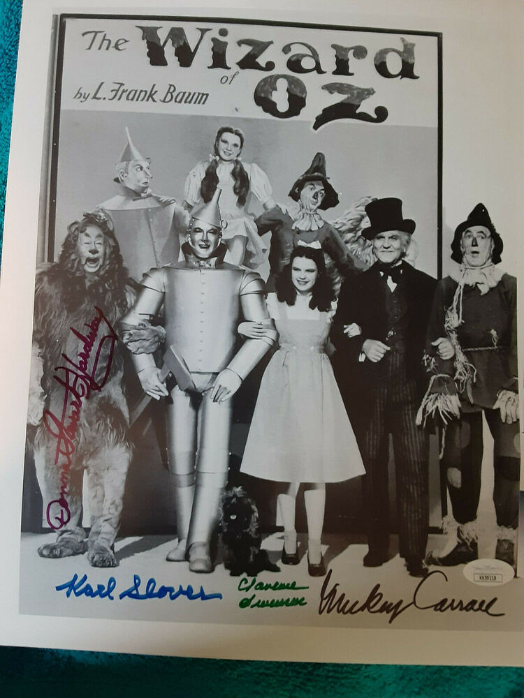 Wizard Of Oz 4 Munchkins Autographed 11x14 B&W Photo Poster painting JSA Certified