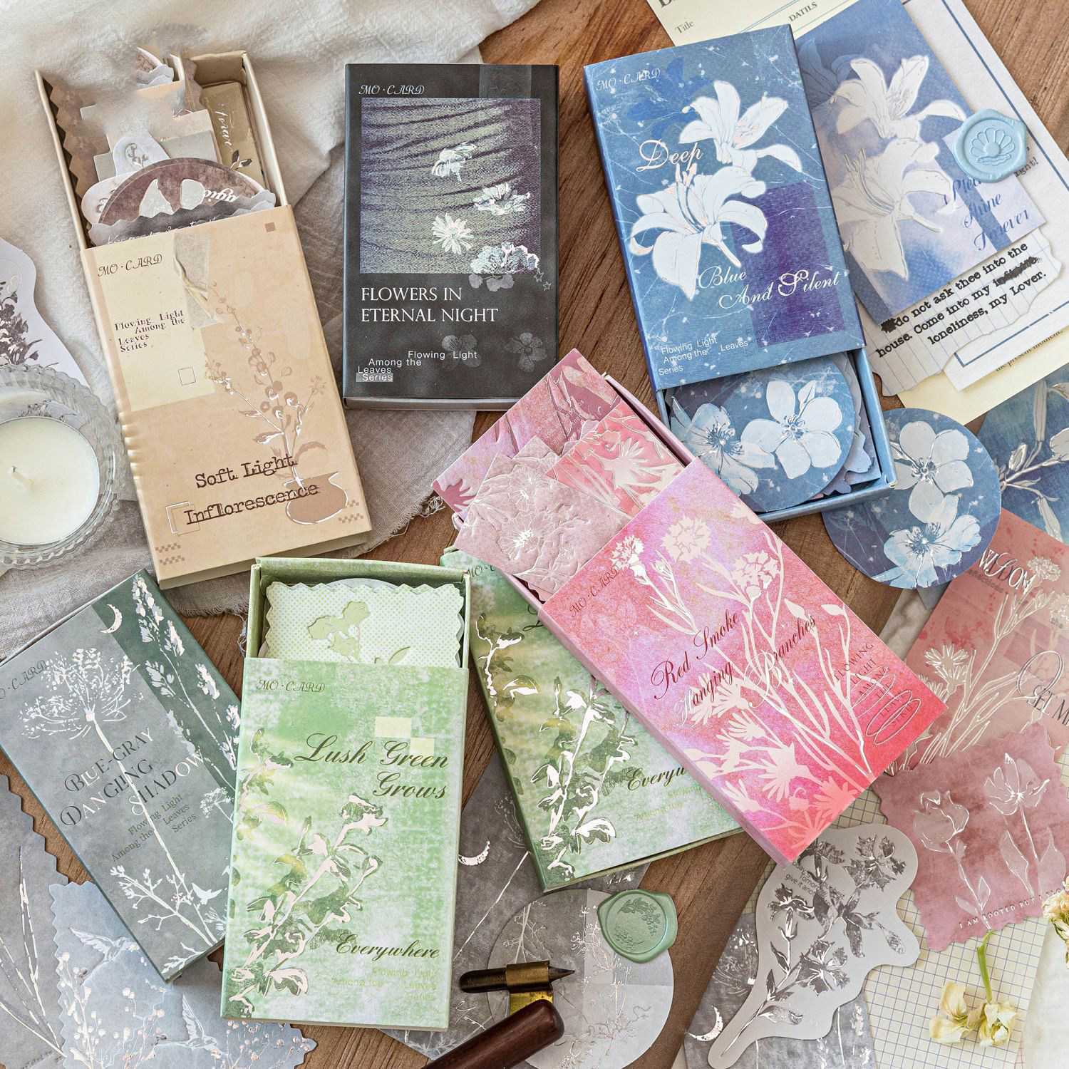 메모 패드 - 나뭇잎 사이 장식 시리즈 빈티지 식물