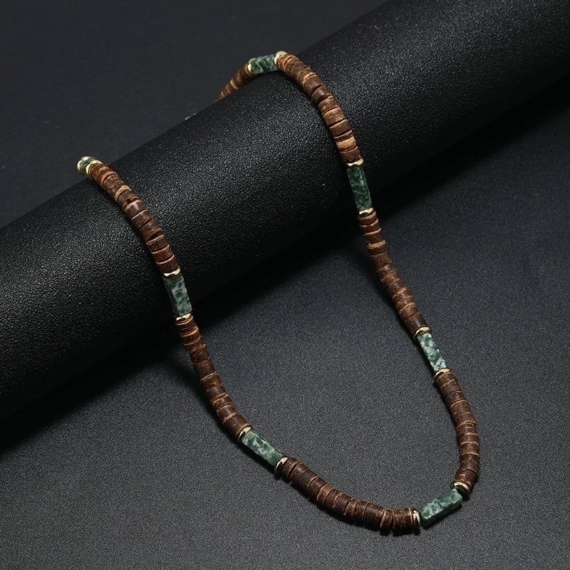 Ethnic Style Geometric Alloy Natural Stone Coconut Shell Beaded Men’s Necklace