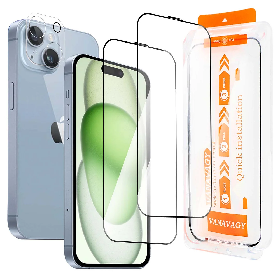 VANAVAGY Glass Screen Protector Compatible for iPhone 15 plus