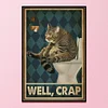 Cat Going To Toilet - 11CT Stamped Cross Stitch - 35*50cm