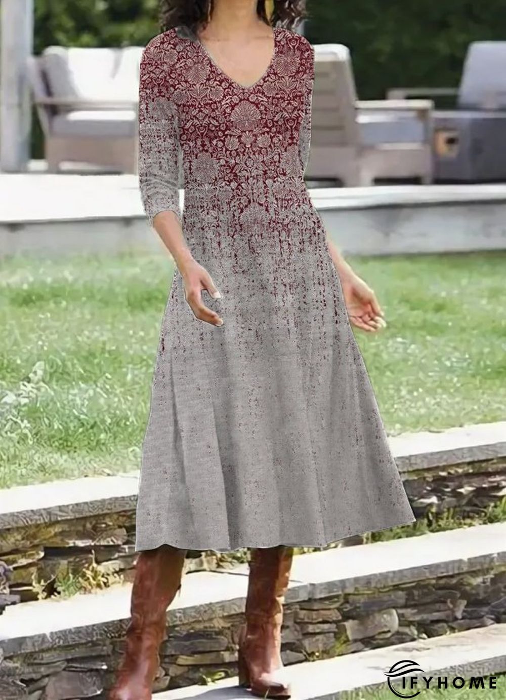 Casual V Neck Ethnic Dress | IFYHOME