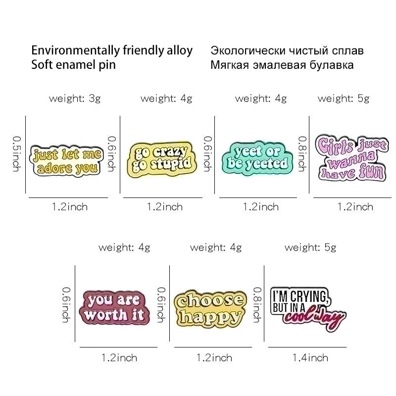 Modern Style Letter Alloy Stamping Stoving Varnish Plating Unisex Brooches