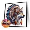 Diamond Painting-DIY Full Round Drill Indian Wolf Head(40*40CM)