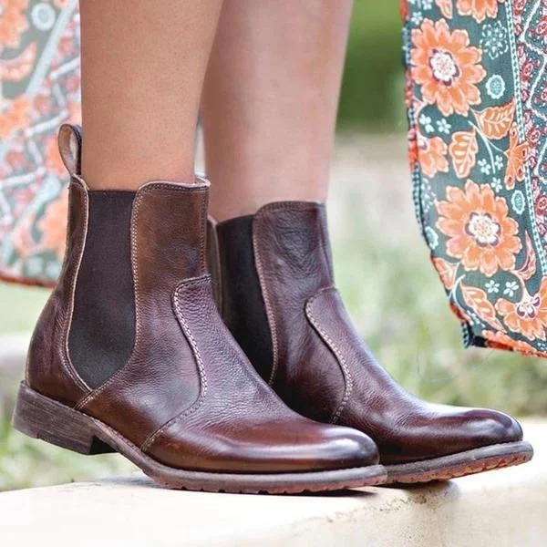 Women's Vintage Ankle Slip-On Short Boots