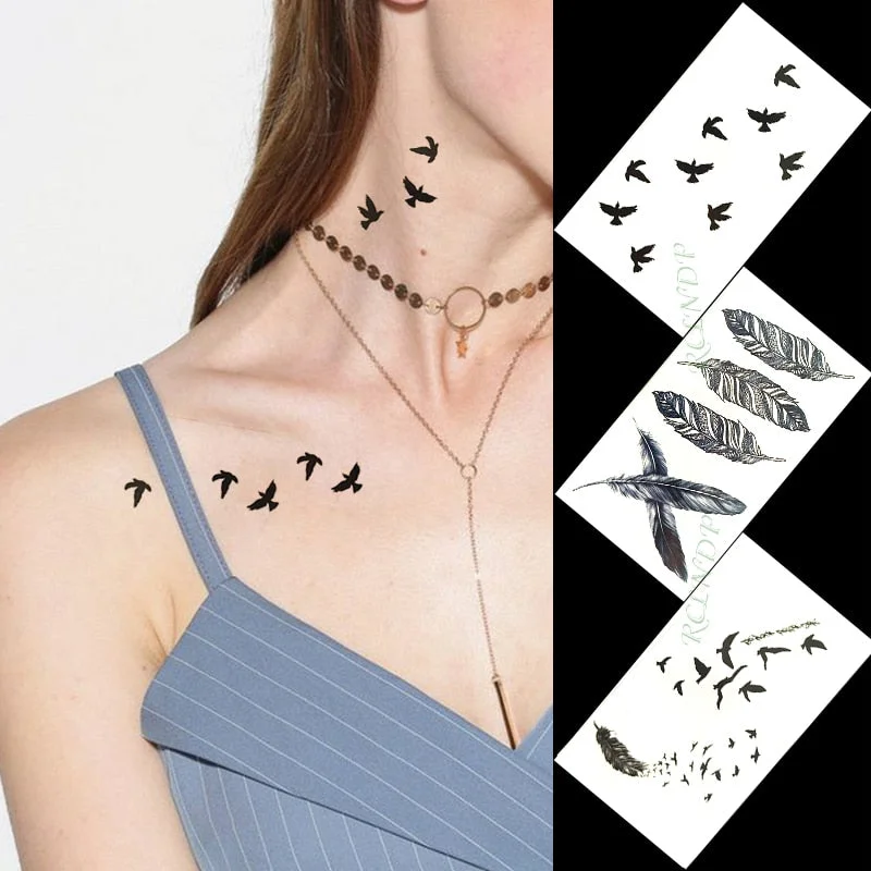 Waterproof Temporary Tattoo Sticker mandala henna bird feather body art tatto flash tatoo fake tattoos for girl women men 4