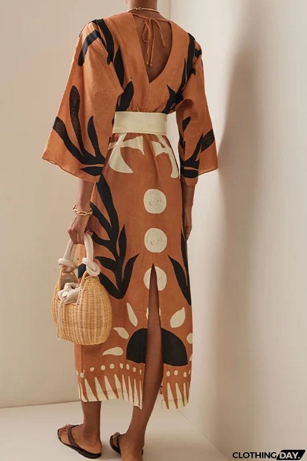 Exotic Floral Printed Wrap Dress