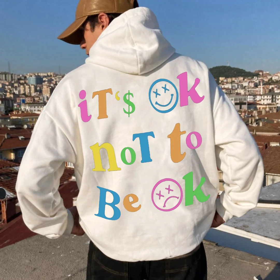 "IT'S OK NOT TO BE OK" Smiley Unisex Oversized Hoodie-barclient