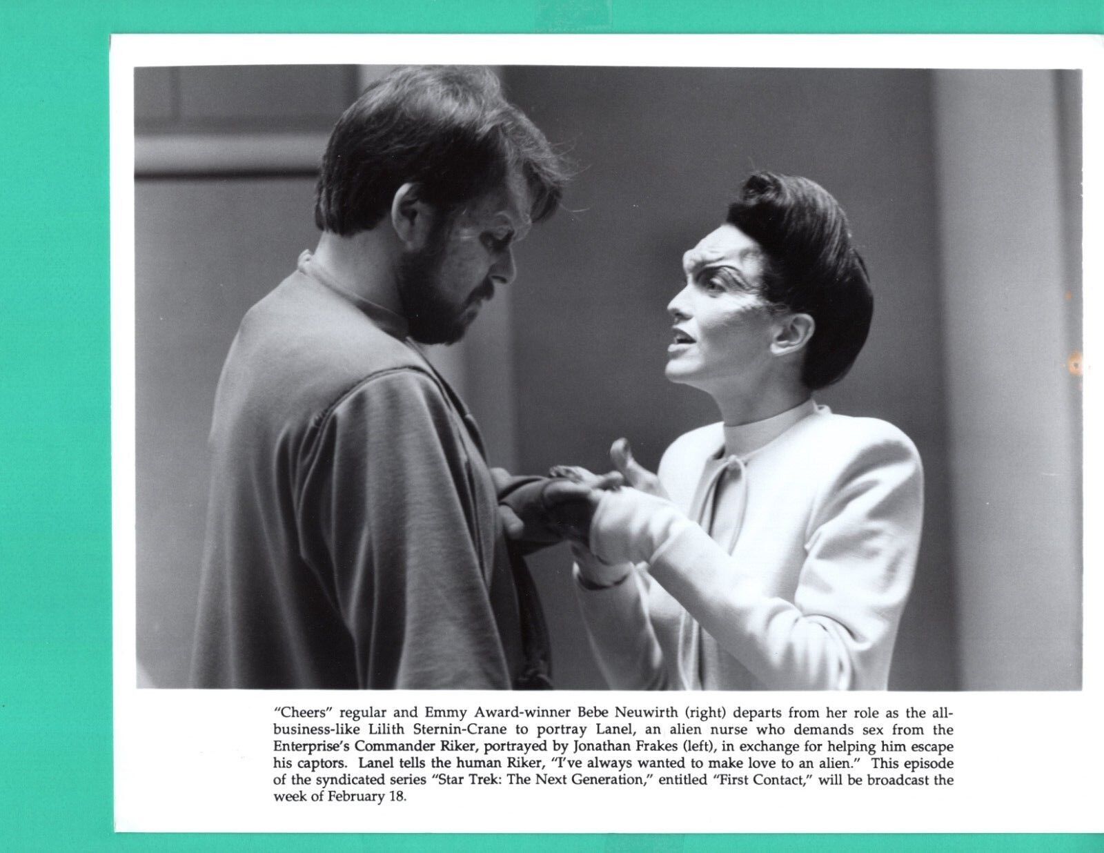 STAR TREK Next Generation 1991 Bebe Neuwirth Jonathan Frakes Press Photo Poster painting 8x10