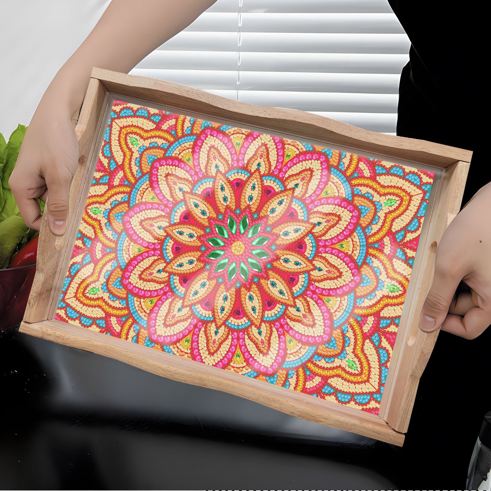 Diamond painting DIY dot diamond tray new Mandala large dining plate cross-border supply hot selling wholesale