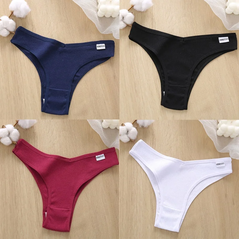 4PCS/Set Cotton Panties Women's Panties FINETOO Sexy Female Underpants Low Waist Underwear Women Pantys Lingerie M-XL
