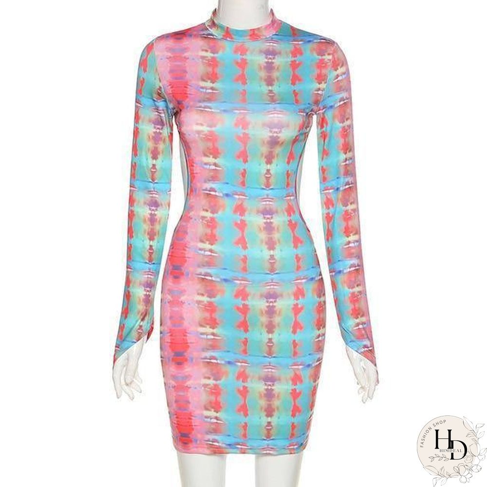 Simenual Snake Print Backless Fall Women Party Dresses Long Sleeve Fashion Skinny Bodycon Clubwear Sexy Hot Mini Dress Slim