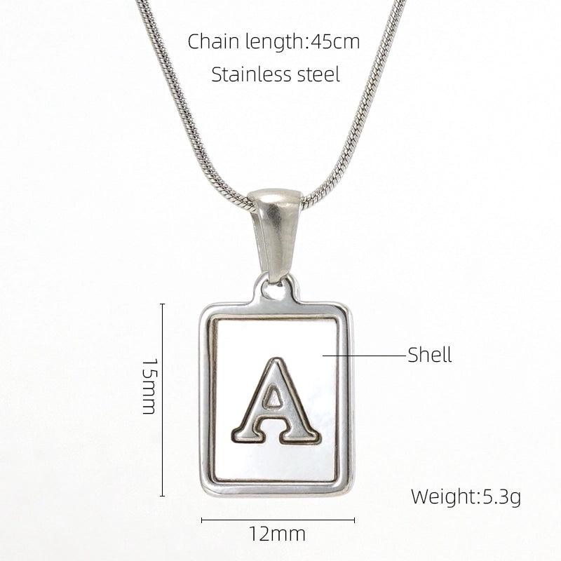Stainless Steel 18K Gold Plated Casual Commute Plating Inlay Letter Shell Pendant Necklace