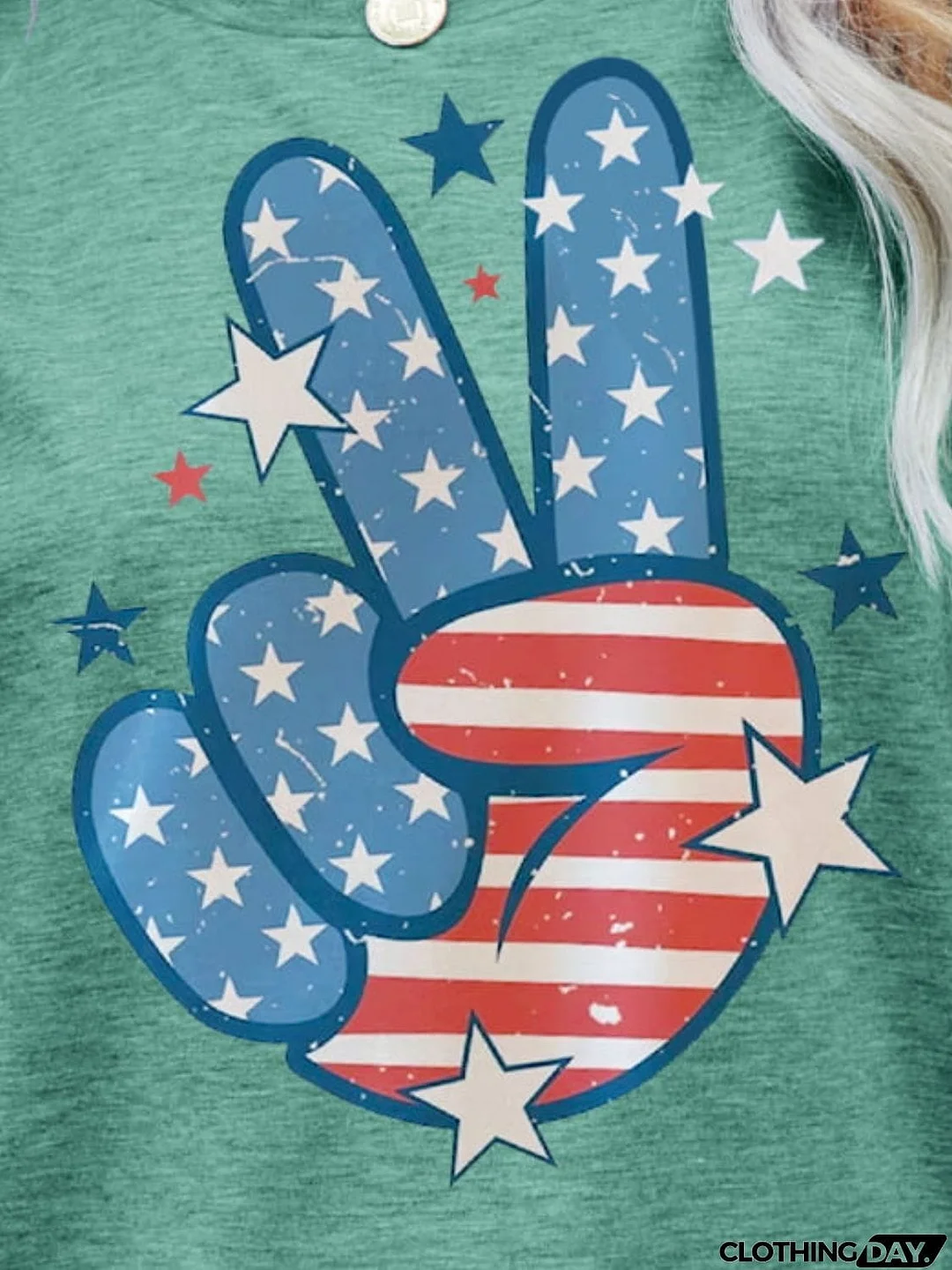 US Flag Peace Sign Hand Graphic Tee