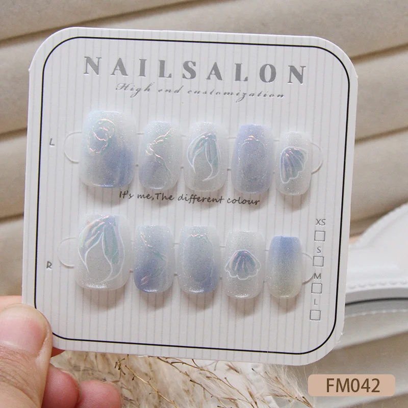 Churchf Churchf Wear Nail Piece Mermaid Shell Removable Beauty Nail Piece Cat Eye Fairy Nail Patch Nail Piece Code