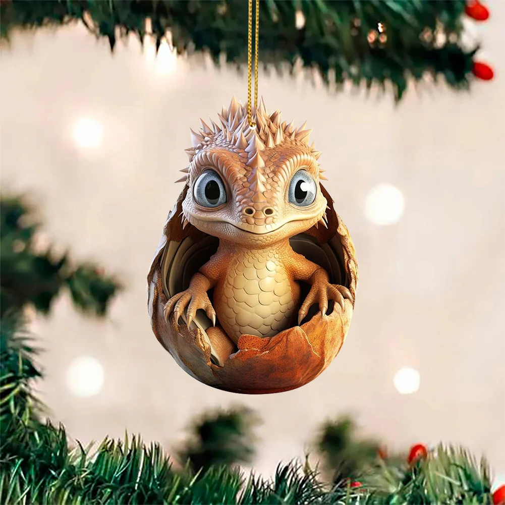Christmas Dragon Baby Egg Ornaments Acrylic Dragon Egg Pendants for Car Backpack