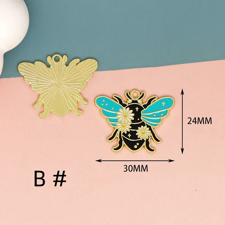 10/30pcs Cartoon Animal Insects Charm Gold Plated Bees Ladybugs Caterpillars Cicadas Dragonflies Charms Enamel Charm Pendant Bracelet DIY Earring Necklace Key Chain Jewelry Accessories