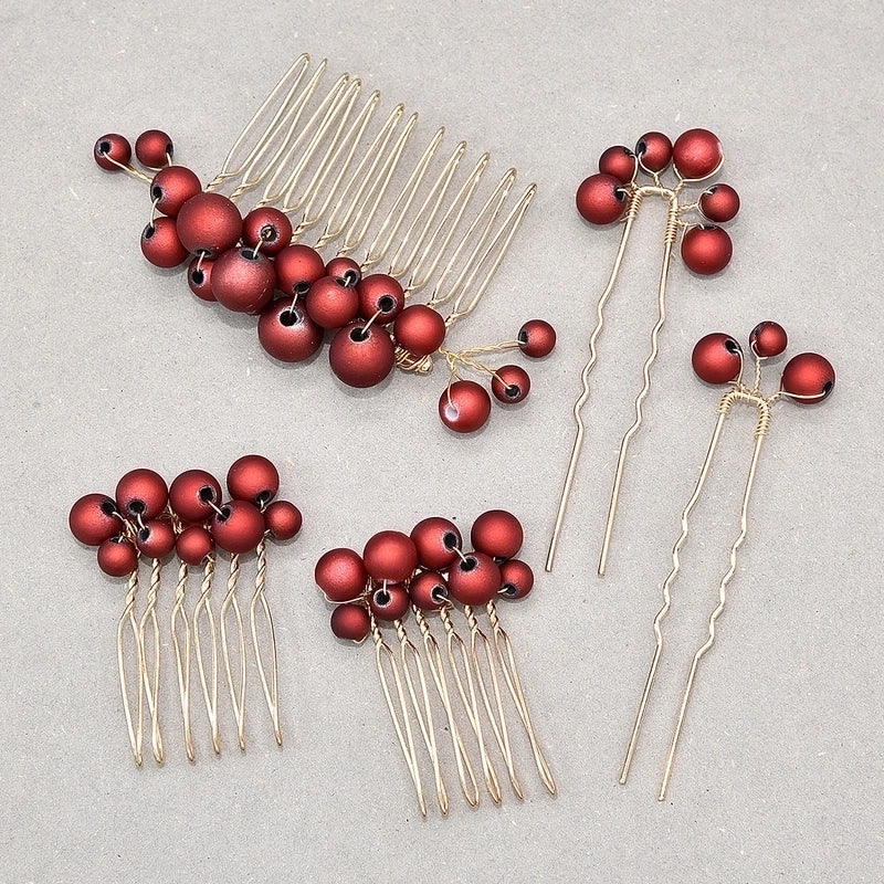 Vintage Baroque Big Pearl Hair Fork Bridal Hairpin Hair Comb Hair Plug European Style Design Wedding Headwear Hair Accessories Set