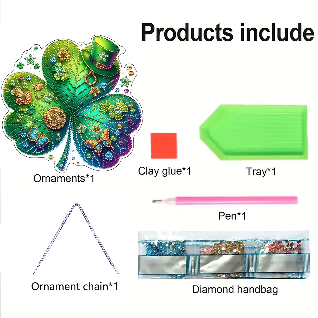 St. Patrick s Day 2 DIY 2D Flat Acrylic Diamond Painting Dots Pendant for Adults