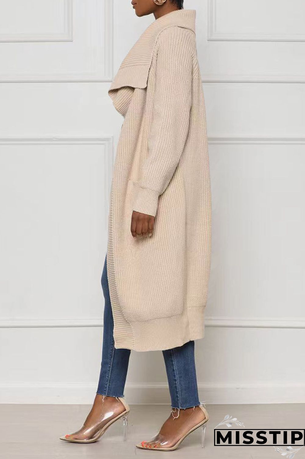 Black Casual Solid Patchwork Cardigan Collar Outerwear