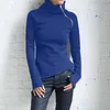 New Products Ladies Casual High Neck Zipper Long Sleeve Sweater Finger Set Top Women
