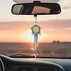 Handmade Five-Pointed Star Car Pendant with Wood Bead Crochet Bag Charm Keychain Making Supplies DIY Hand Woven Tassel Dream Catcher Ornament Cars Rearview Mirror Hanging Accessories