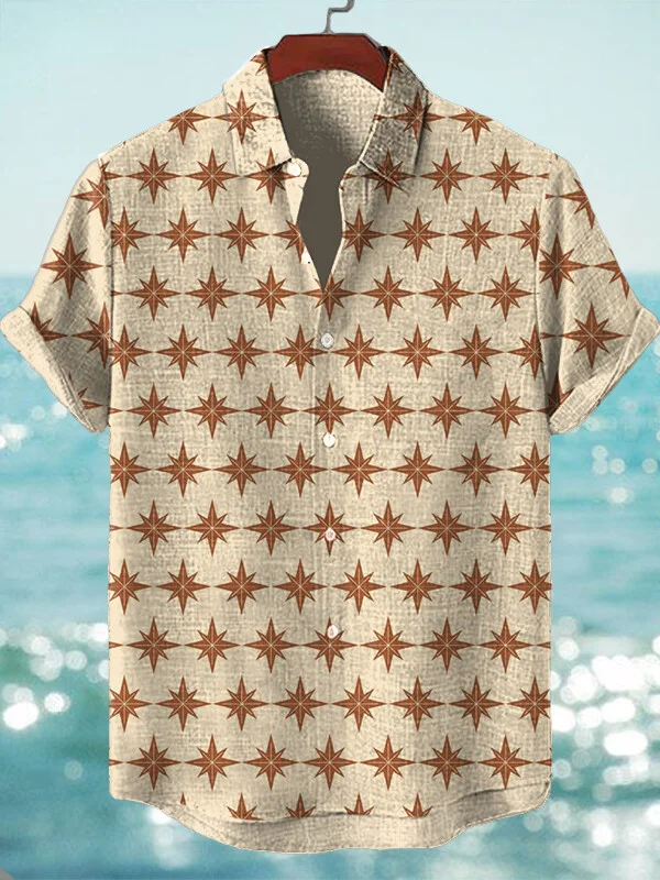 Men's Stars All Over Print Short Sleeve Shirt