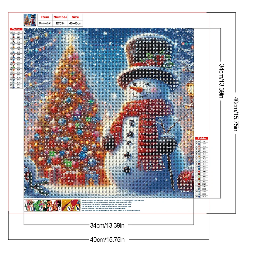 Diamond Painting - Full Round Drill - Xmas Snowman(Canvas|40*40cm)