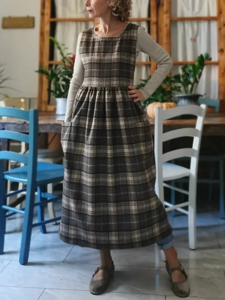 Brown Tartan Apron