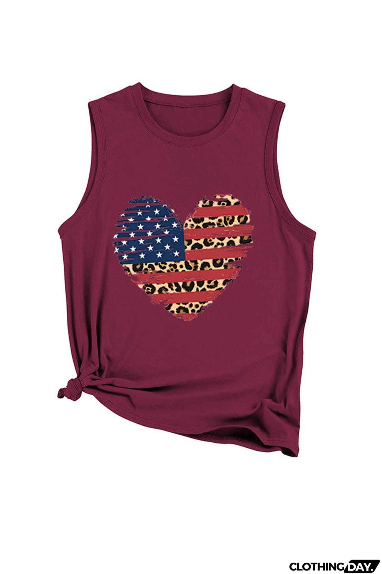 Peach Heart Flag Graphic Sleeveless T-shirt