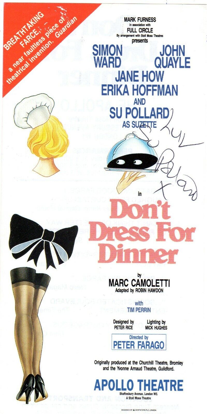 SU POLLARD AUTOGRAPH, THEATRE FLYER