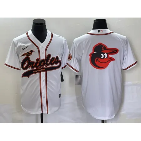 Men's Baltimore Orioles White Team Big Logo Cool Base Stitched Jersey KG6O