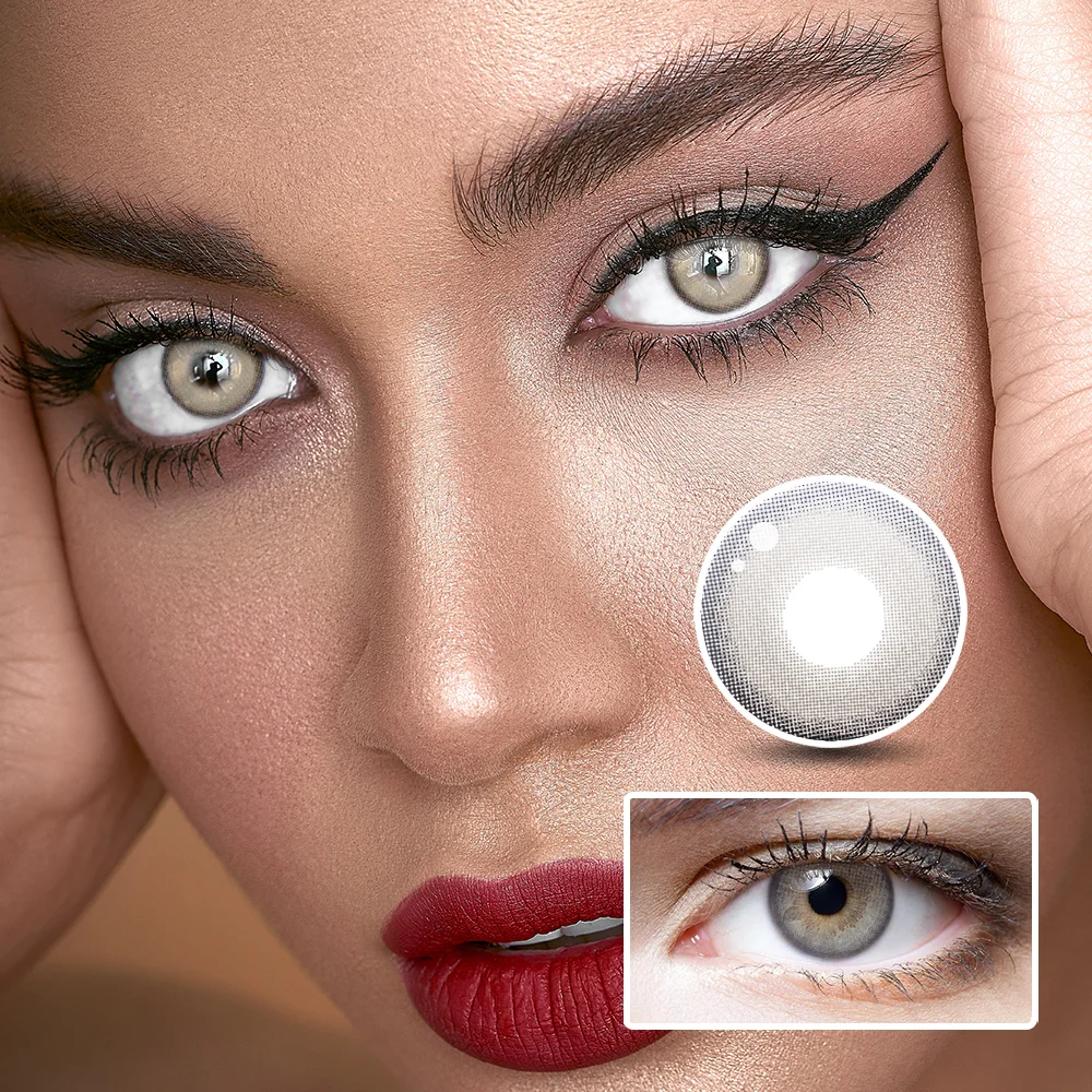 NEBULALENS Glass Gray Yearly Prescription Colored Contact Lenses（0.00） NEBULALENS