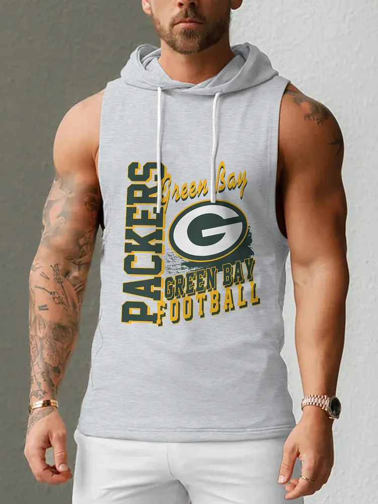Green Bay Packers Men's  Casual Comfy Sleeveless Hooded Tank Top