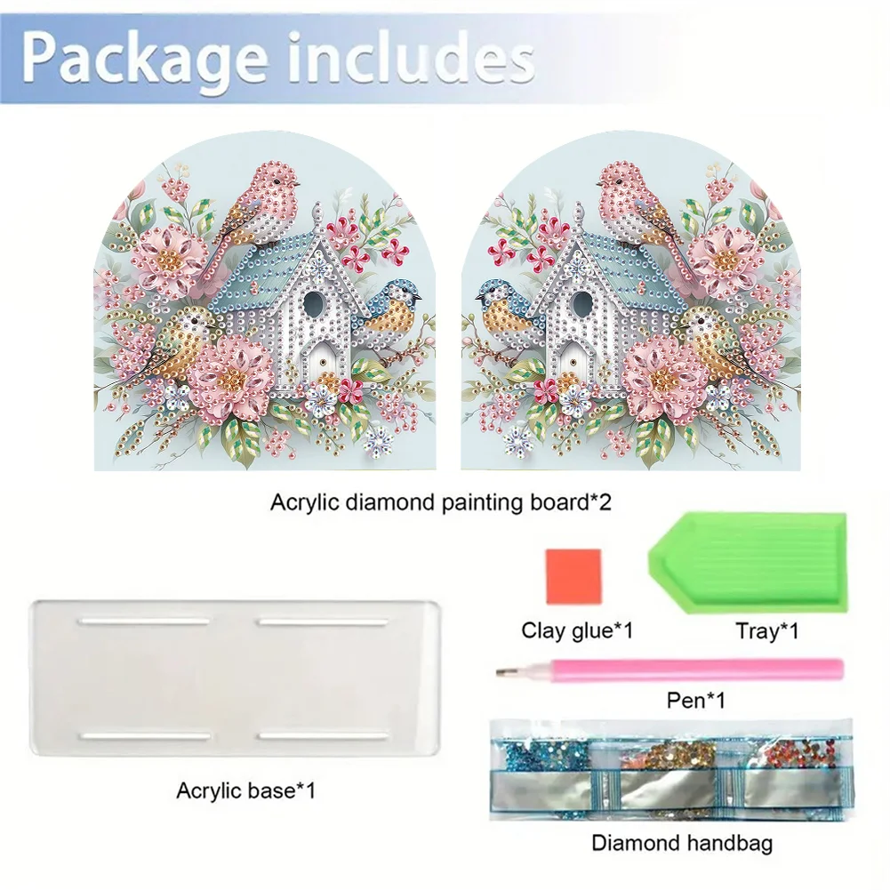 5D DIY Acrylic Bird Diamond Art Painting Napkin Holder Set Home Decor