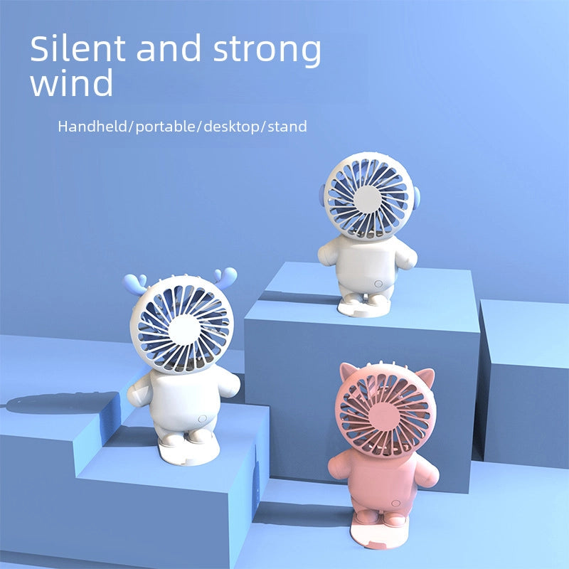 New Kitty Portable Mini Small Fan Student Handheld Small Fan Internet Celebrity Desktop USB Pocket Electric Fan