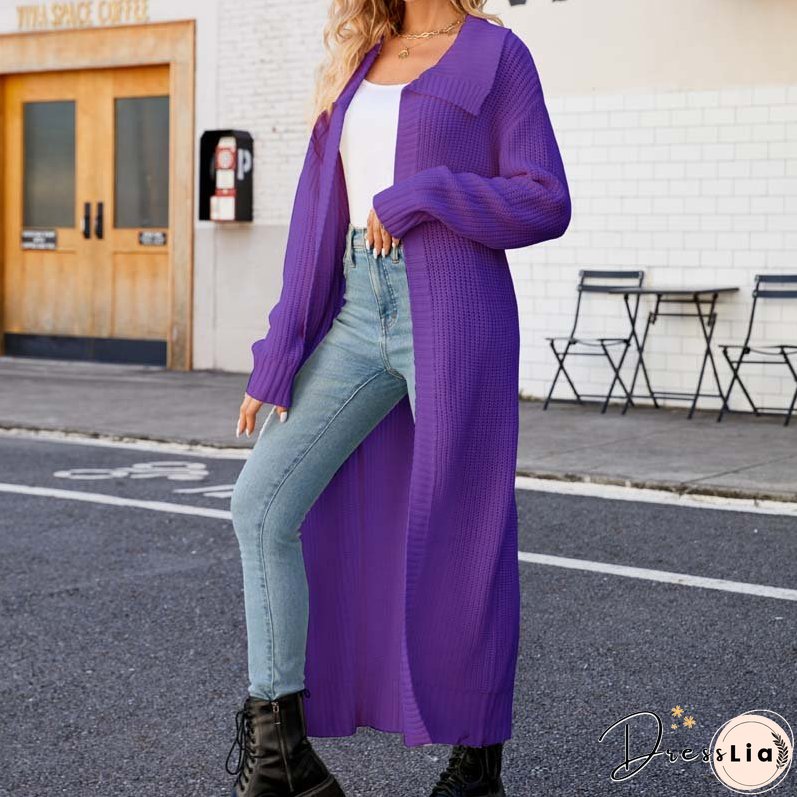 Casual Solid Colour Long Cardigan
