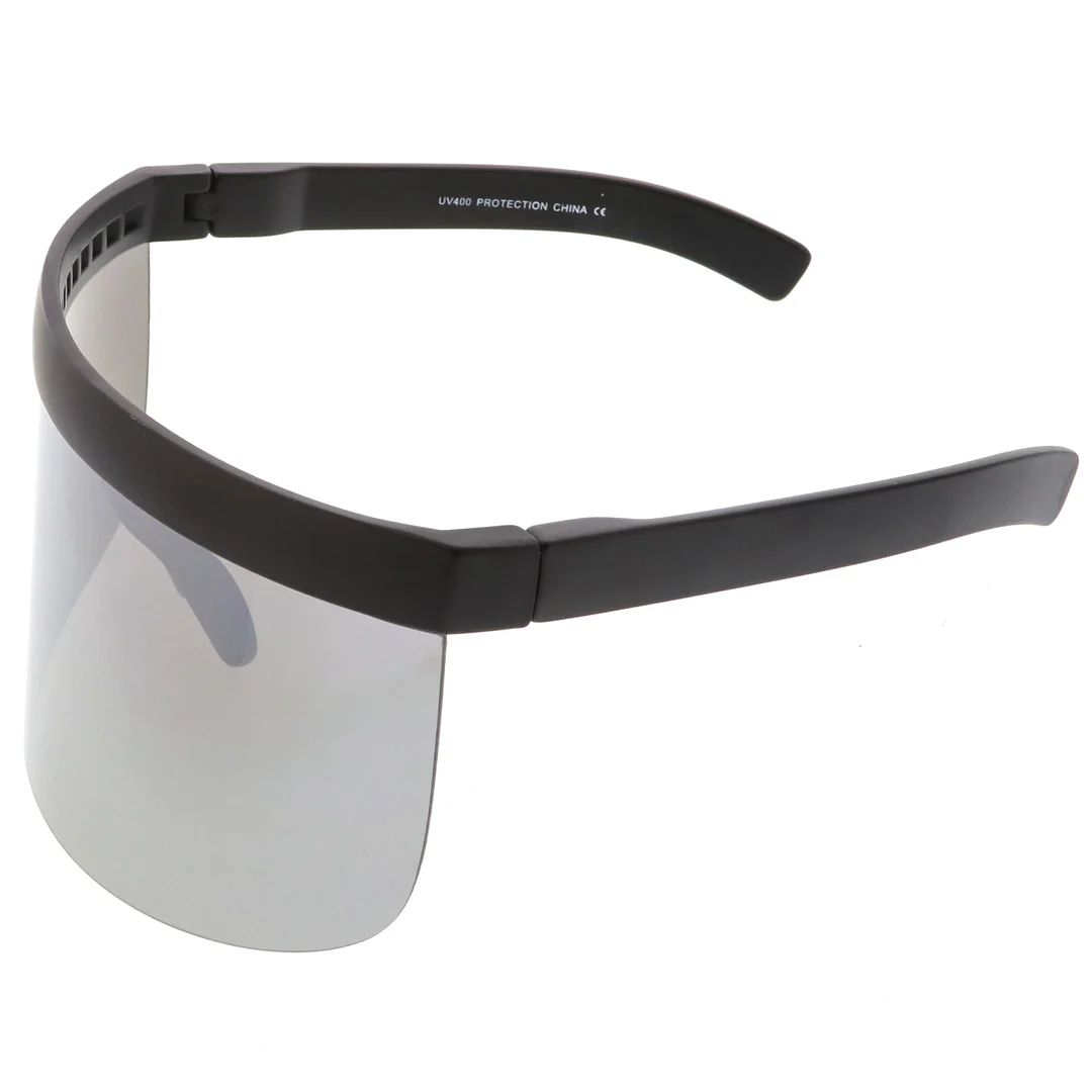 Futuristic Oversize Shield Visor glasses Flat Top Mirrored Mono Lens 172mm