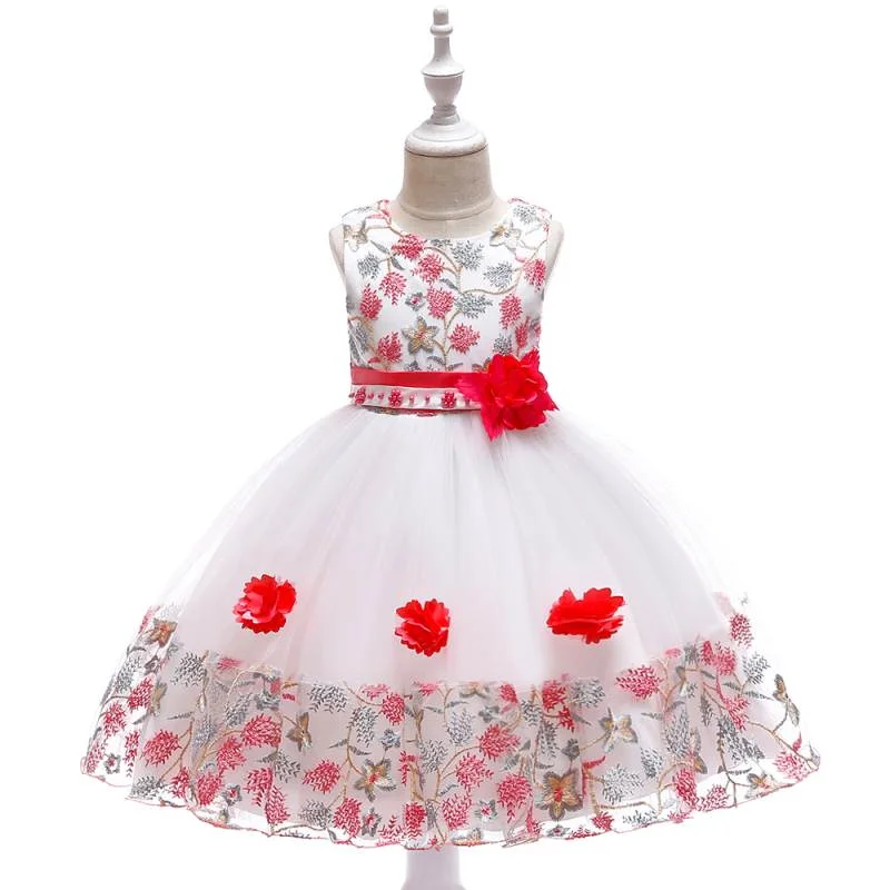 Summer Flower Dresses for Girls Children Birthday Party Wedding Dress Prom Evening Princess Dress Costums Kids Clothes 3-8 Years