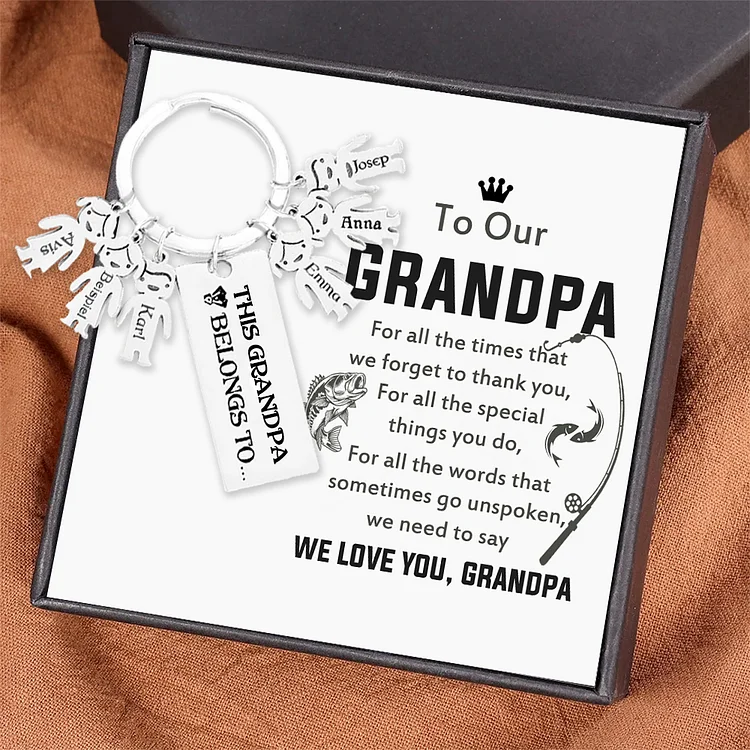 6 Names-Personalized Grandpa Kids Charms Keychain Gift Set-Custom Special Keychain Gift For Grandpa-We need to Say We Love You