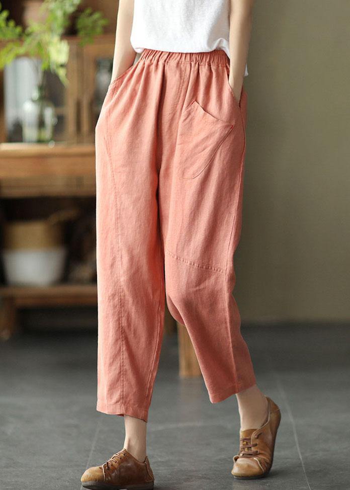 VCSHOES Pink Loose Patchwork Summer Linen Pants