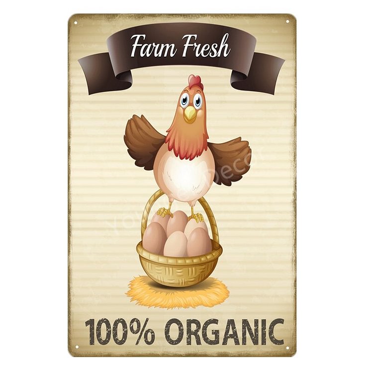 Fresh Farm Chicken Zone Eggs - Vintage Tin Signs/Wooden Signs - 7.9x11.8in & 11.8x15.7in