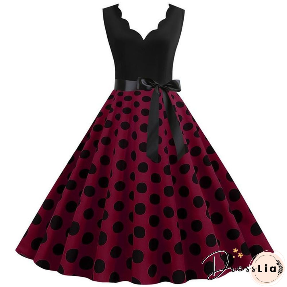 New Women's Fashion Sleeveless Casual Dresses Elegant Vintage Floral Print Rockabilly 1950S Retro Evening Party Gown Swing Pleated Dress Vestidos De Mujer