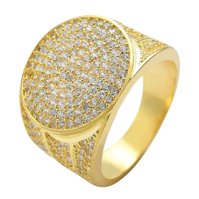 Iced Out Big Round Zircon Men Ring-VESSFUL