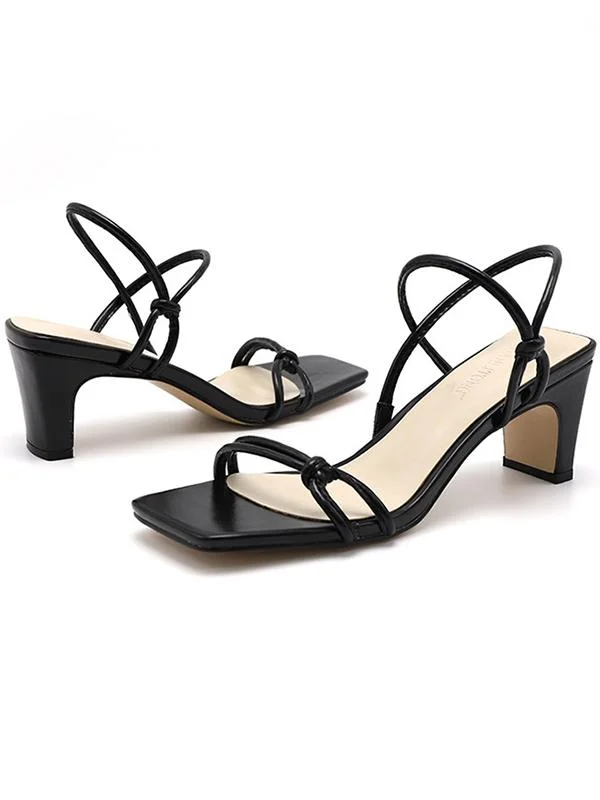 Fashion simple square head thick high heel sandals and slippers