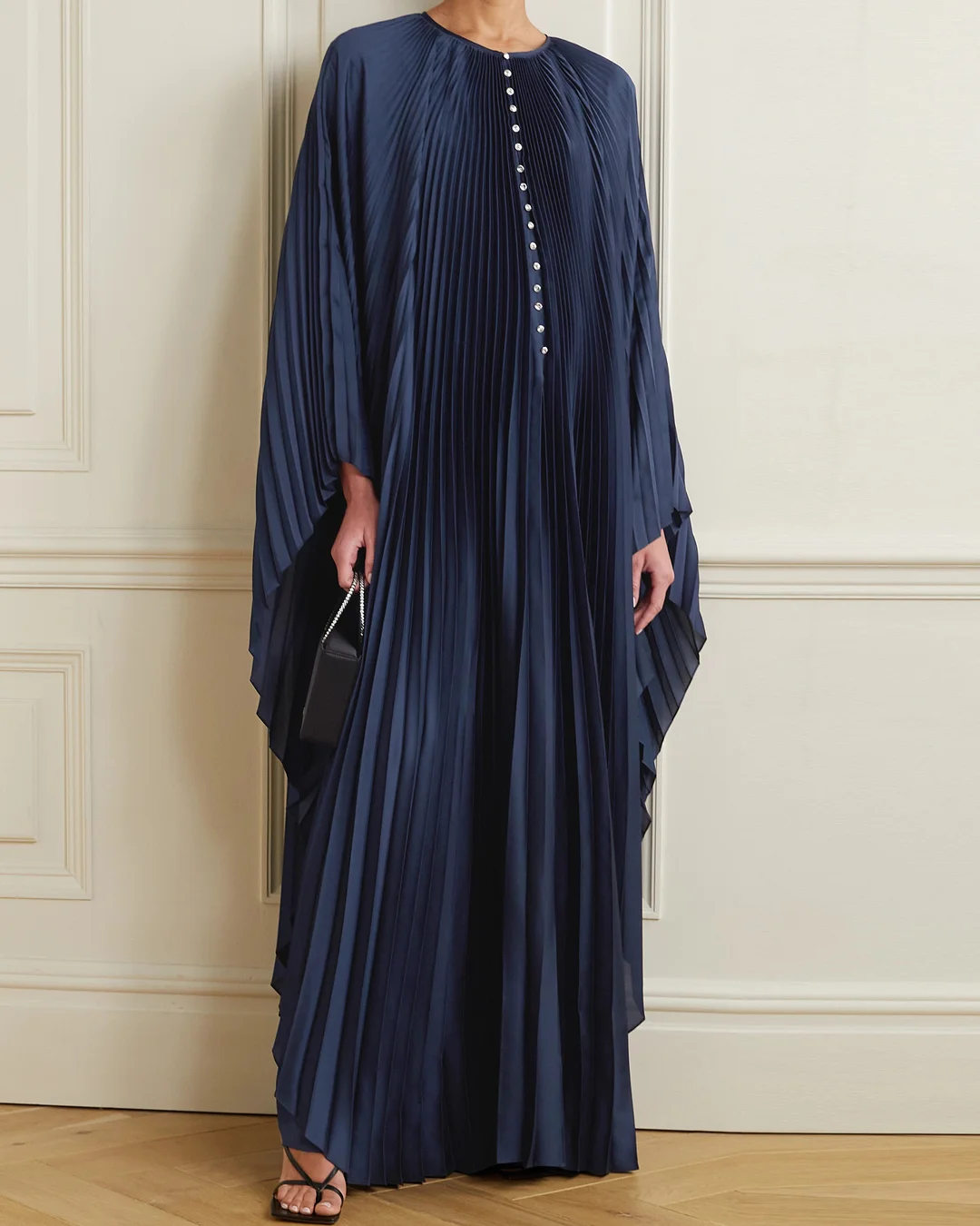 Pleated Straight Loose Robe Dress
