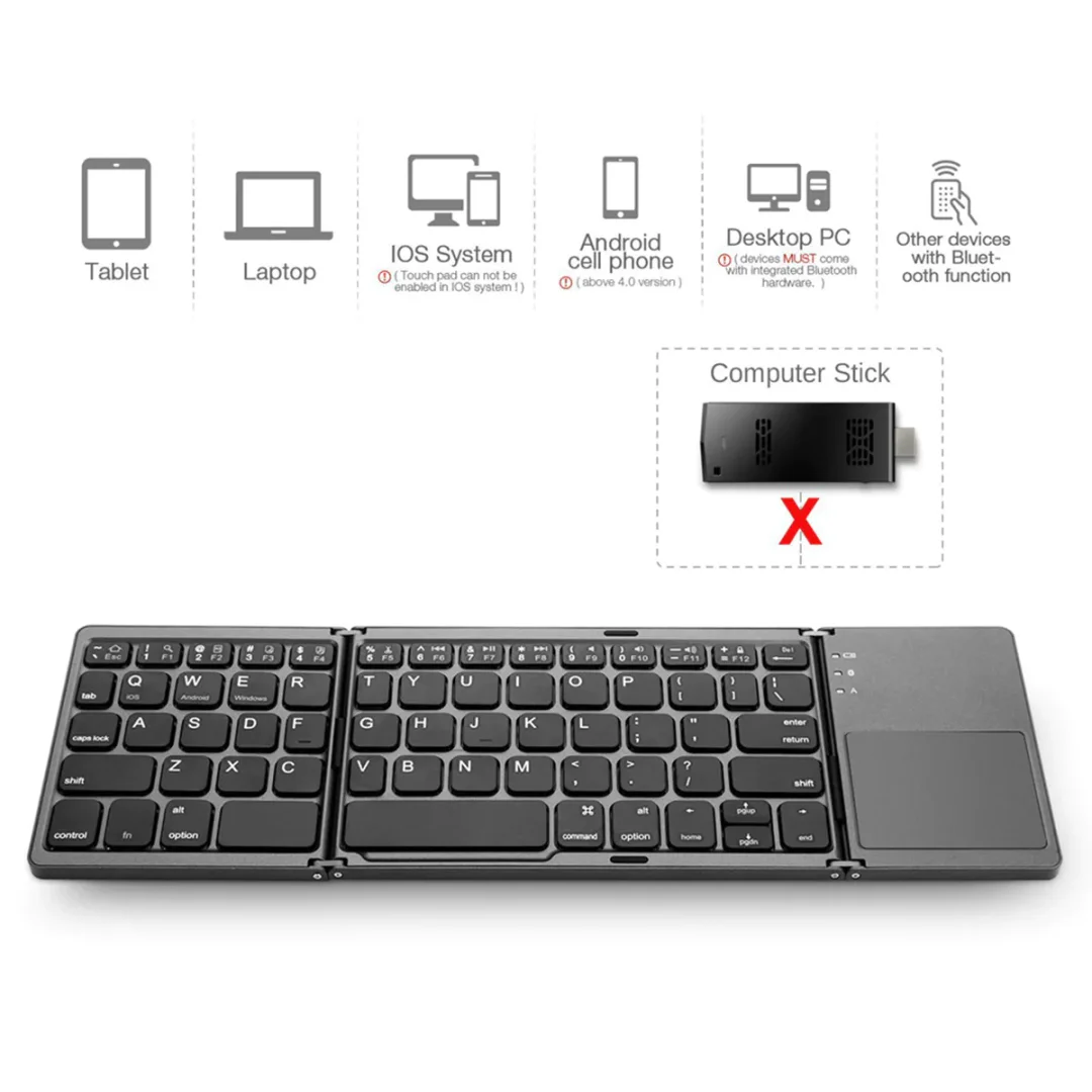 Folding Touch Bluetooth Keyboard