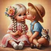 Boy Kissing Girl-11CT Stamped Cross Stitch 40*40cm