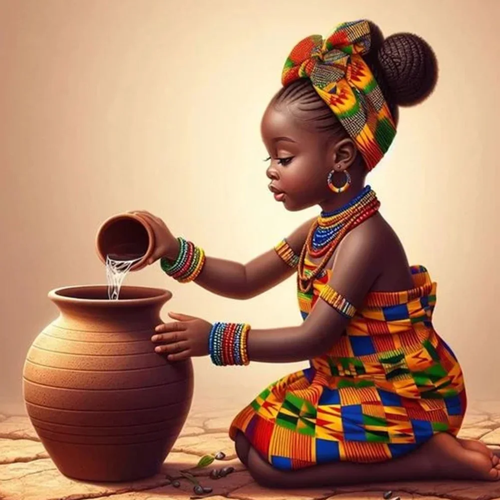 3pcs Diamond Painting - Full Round Drill - Girl(Canvas|30*30cm)